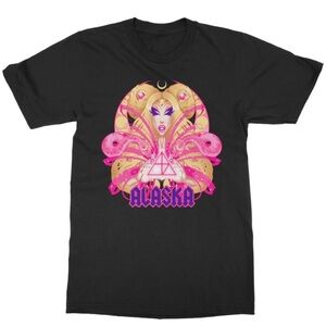 Alaska Thunderf*** Alaska Moon Drag Queen Merch Graphic Tee Black Unisex Large